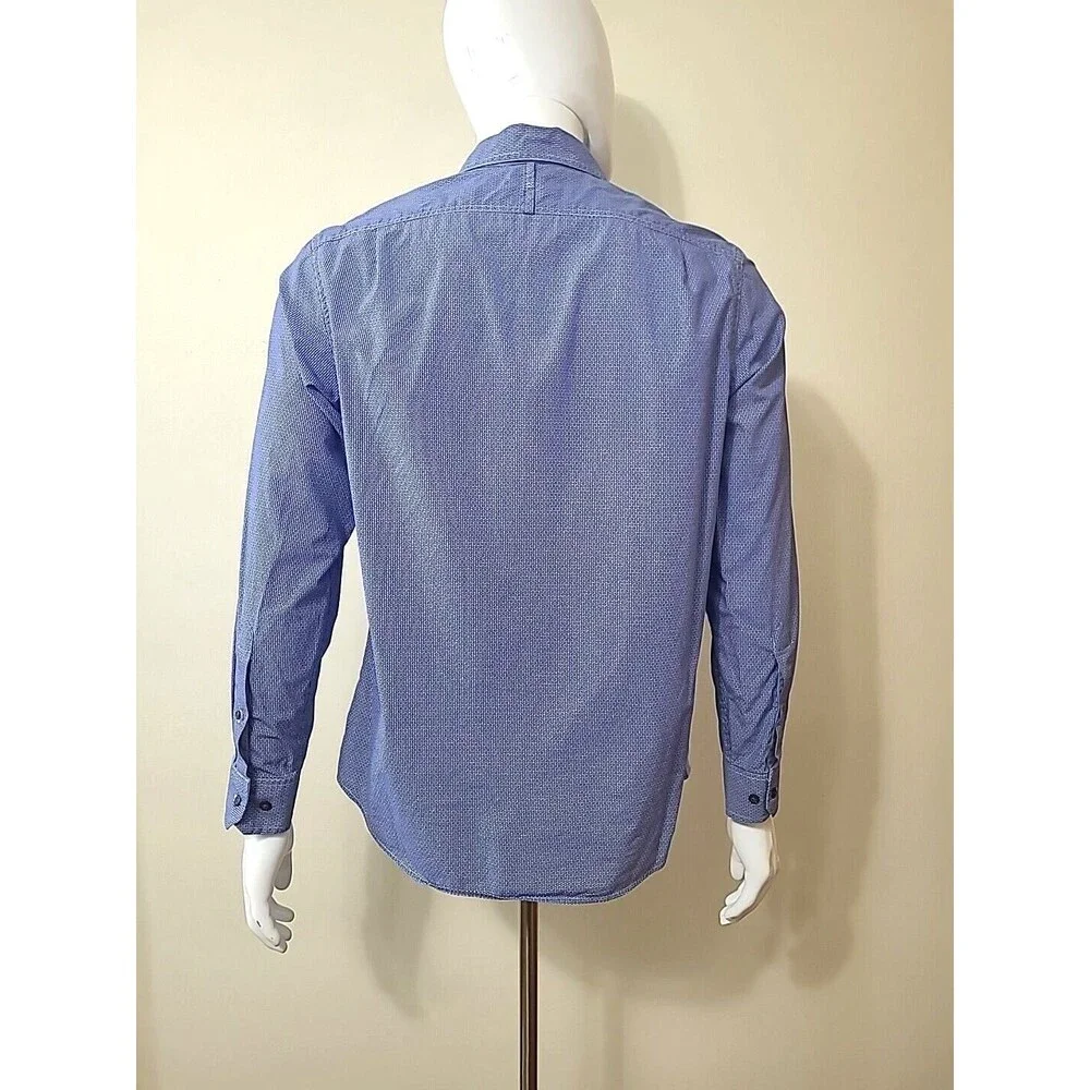 Banana Republic Men's Button Up Shirt Size Medium 15-15.5 Blue Geometric Print